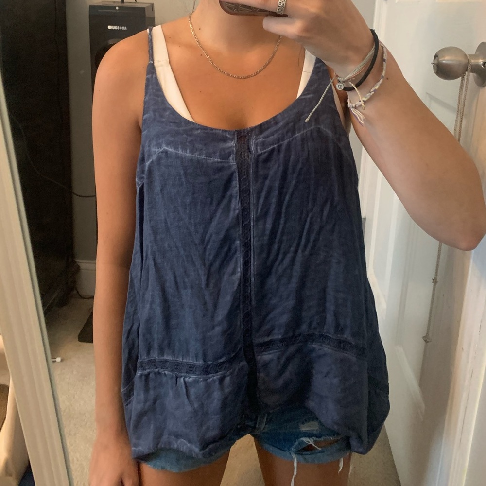 Faded blue high low tank